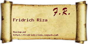 Fridrich Riza névjegykártya